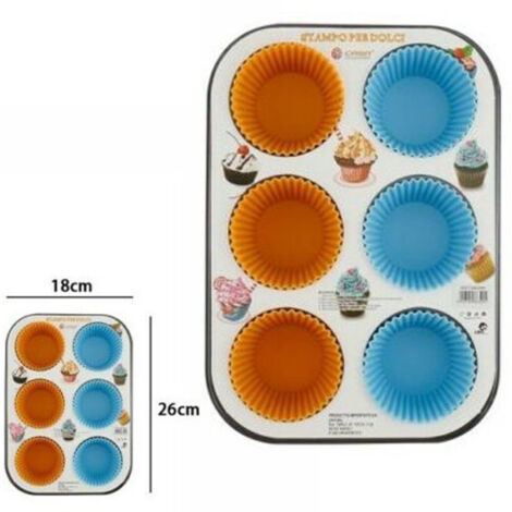 Trade Shop - ANTIADERENT VASSOIO TEGLIA FÜR 6 MUFFIN DOLCI MIT SYLE PIROTTINI -