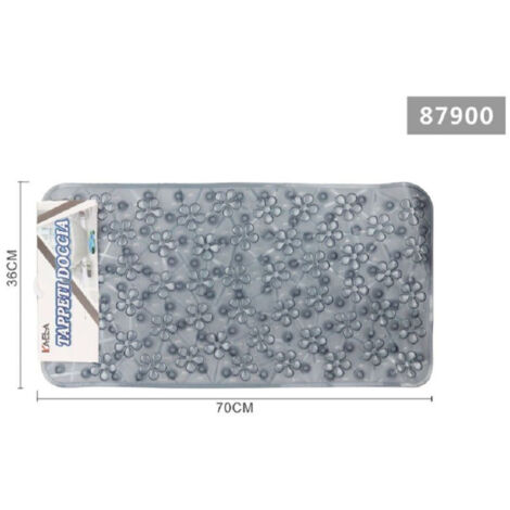 Trade Shop - Antideslizante Rectangular Bañera Ducha Alfombra Lotus Gris 36 X 70 Cm 87900 -