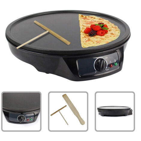 Trade Shop - ANTIHAFTBESCHICHTETE ELEKTRISCHE CRÊPE-PFANNKUCHEN-GRILLPLATTE DURCHMESSER 30 CM 1000 WATT -