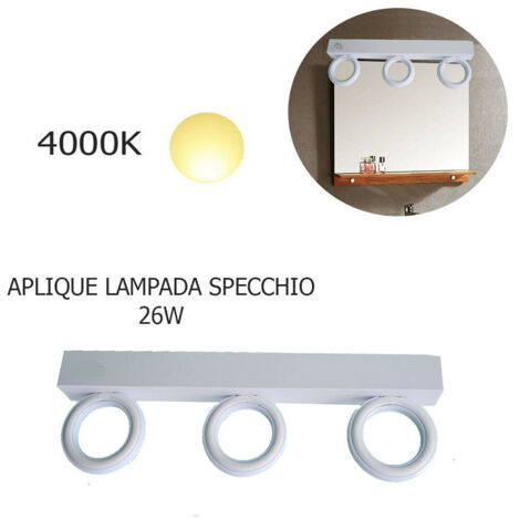 Trade Shop - ANWENDUNG LAMPADA MODERN DA PARETE MURO SPECCHIO 26W BATH 135 LED 2835 SMD LUCE -