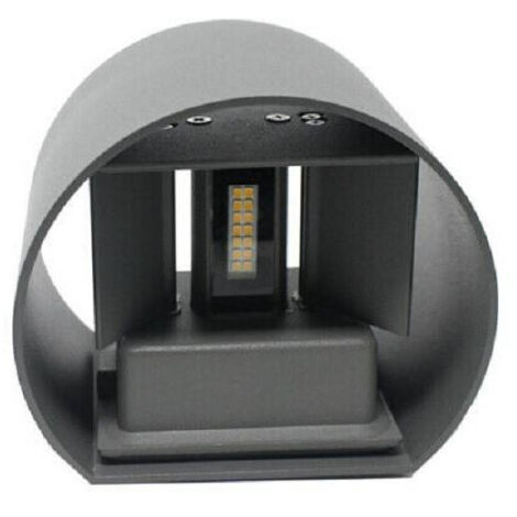 Trade Shop - Aplique Gris 28 Led 12 Watt Ip55 Luz Fria Calida Up & Down Es44 -