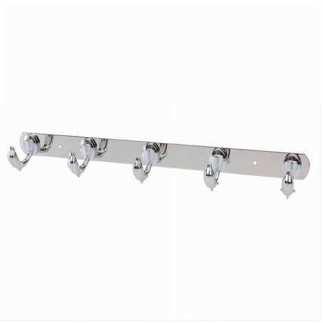 Trade Shop - Appendino Con 5 Ganci A Delfino Parete Multiuso Acciaio Viti 45 X 7.5 Cm 52180 -
