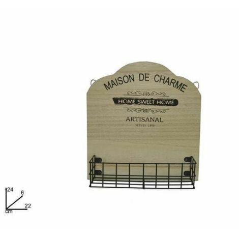 Trade Shop - Appendino Da Parete Con Mensola In Legno Metallo Decorazione Casa 24 X 22 X 6 Cm -