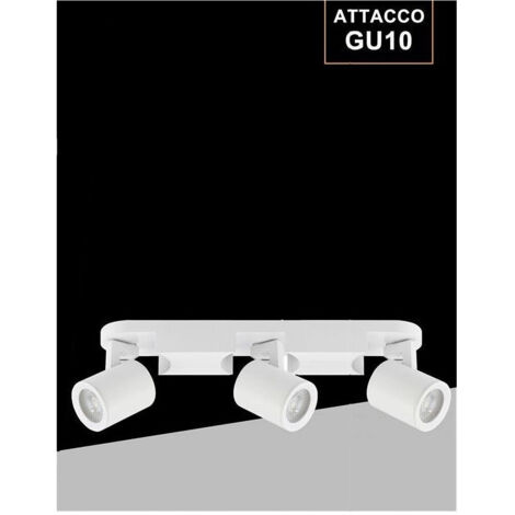 Trade Shop - Applique 3 Diffusori Orientabile Soffitto Parete Lampada Gu10 Bianco Nero Th8803 - Blanco
