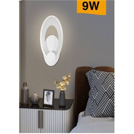 TRADE SHOP - Applique A Led Forma Ovale A Parete 9 Watt Bianca Tre Colorazioni Di Luce E25-3c -