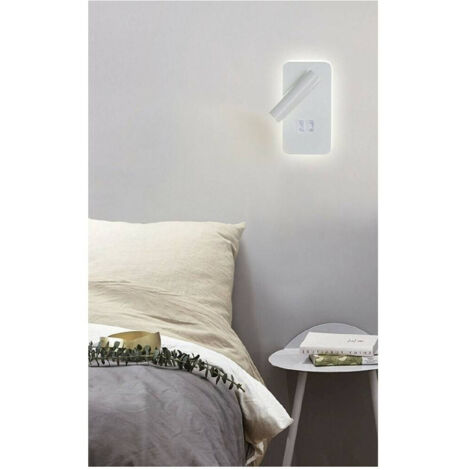 TRADE SHOP - Applique A Muro 6 W Doppia Fonte Luminosa Led Cob Smd Luce 6500k 3000k 4000k E20 - -Bianco Naturale      -