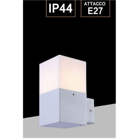 Trade Shop - Applique A Muro Per Esterno Lampada Da Parete In Alluminio Attacco E27 Ip44 B160 -      Blanco