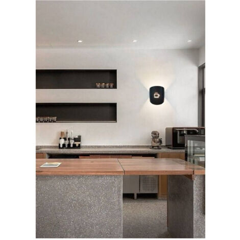 TRADE SHOP - Applique A Parete Con Raffigurazione Tazza Del Caffè Lampada Attacco G9 Ip20 Aq45 - Nero