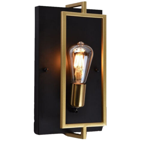 Trade Shop - APPLIQUE A PARETE STILE INDUSTRIALE LAMPADA MURO IN METALLO ATTACCO E27 NERO BRONZO AQ63 -