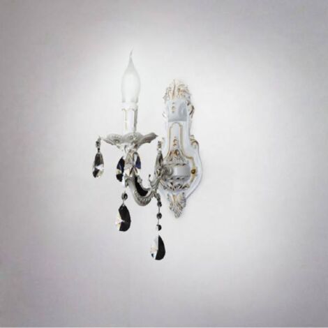 TRADE SHOP - Applique Da Muro Parete Classica 1 Braccio Attacco E14 Cristalli Pendenti E01-1 -
