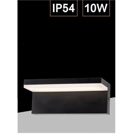 TRADE SHOP - Applique Da Muro Per Esterno Led 10 W Lampada Da Parete Nero Facciata Ip54 B82-n - -Bianco Caldo      -