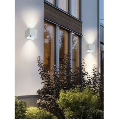 Gasiashop - ES66-B - APPLIQUE LAMPADA A MURO BIANCA DOPPIO LED COB 22W  FASCIO REGOLABILE DA ESTERNO IP65