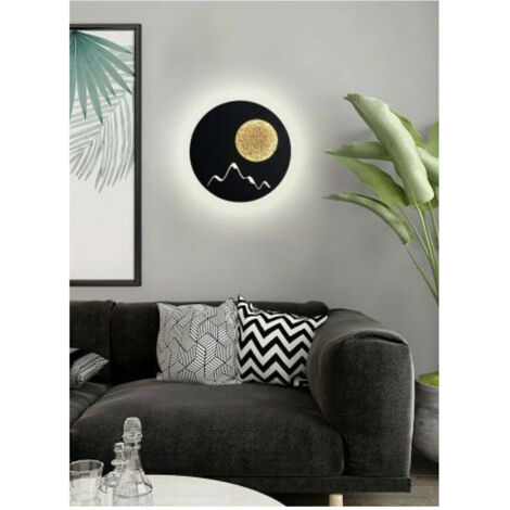 TRADE SHOP - Applique Da Parete Led Moderna Retroilluminato 16w Luce Bianca 6500k Lampada E48 - Nero