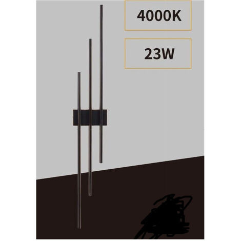 Trade Shop - Applique De Muro Led 23w Modern 3 Líneas Verticales Nero Luce Calda Natural Aq13 -