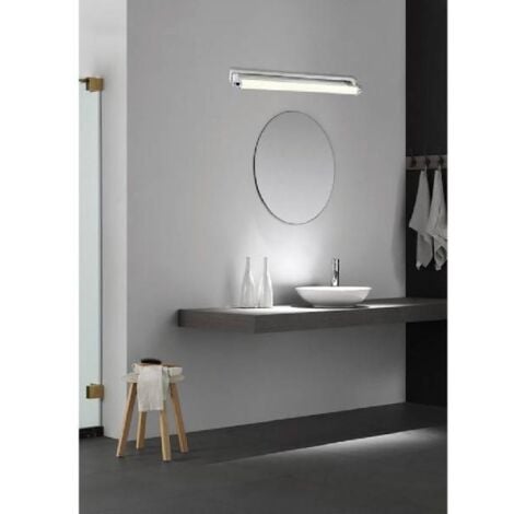 Applique specchio da bagno cromo 90cm 14w 3000k design curvo