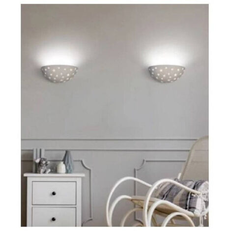 TRADE SHOP - Applique Lampada Parete Gesso A Forma Di Mezzaluna Con Stelle Intagliate Gs-e61 -