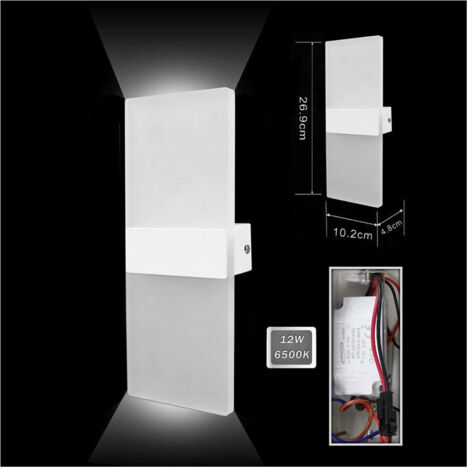 TRADE SHOP - Applique Lampada Parete Led 8watt Doppia Emissione Luce 3000k 4000k 6500k E37 - -Bianco Freddo      -