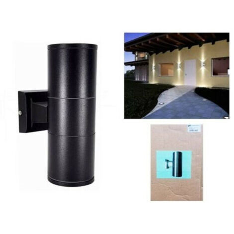 TRADE SHOP - Applique Led Da Esterno Faretto Doppia Illuminazione Giardino Parete Nera -