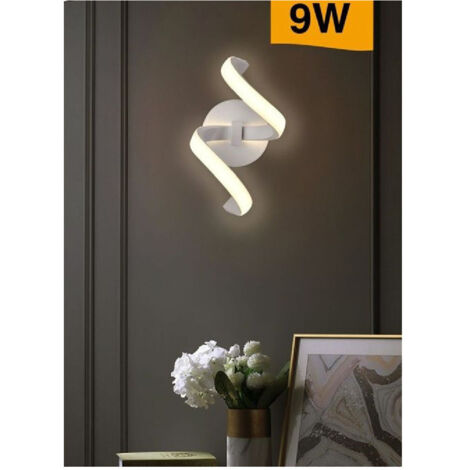 TRADE SHOP - Applique Led Da Muro 9 Watt Curva Spirale Luce Naturale Fredda Calda E58 Bianca - -Bianco Caldo      -