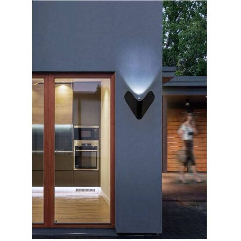 Trade Shop - Applique Led Esterno Parete 12 W Alluminio Nero Luce Fredda Calda Naturale Es61 -