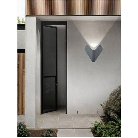 TRADE SHOP - Applique Led Esterno Parete 12w Alluminio Grigio Luce Fredda Calda Naturale Es61 - -Bianco Freddo      -