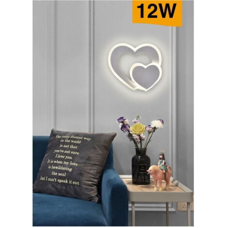 Trade Shop - Applique Muro Led Interno Moderno Doppio Cuore 12 W Luce 3000k 4000k 6500k E83-b -