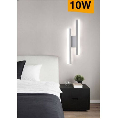 TRADE SHOP - Applique Parete Moderno 10w Lumetto Abat Jour Bianca Luce 6500k 4000k 3000k E87b - -Bianco Naturale      -