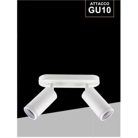Trade Shop - Applique Plafoniera Orientabile Da Soffitto Parete 2 Diffusori Lampada Gu10 Ts-2 - Blanco