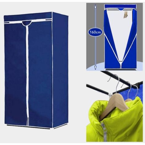 Trade Shop - Armadio Guardaroba Salvaspazio Con Copertura 75x50x160cm Abiti Vestiti Organizer