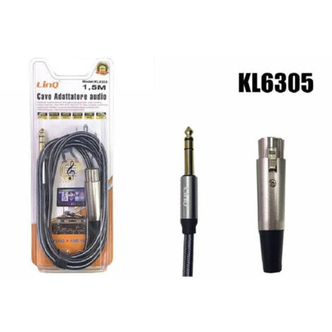 Trade Shop - AUDIO ADAPTER KABEL 1.5MT MIKROFON XLR WEIBLICH ZU TRS MÄNNLICH 6.35MM KL6305 -