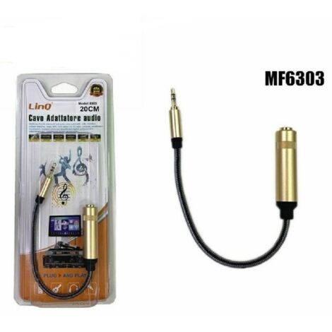 Trade Shop - AUDIO ADAPTER KABEL KLINKE 3.5MM MÄNNLICH - 6.35MM WEIBLICH 20CM LANG LINQ MF6303 -