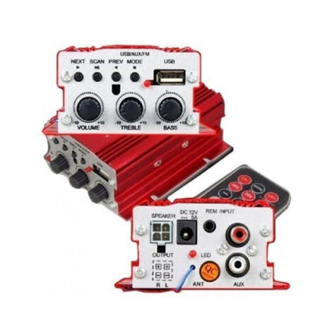 Trade Shop - Audioverstärker 12V USB MP3 Home Auto 2 Kanal Stereo 500W Fernbedienung MA700 -