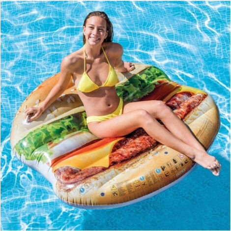 Trade Shop - AUFBLASBARE INSEL MATRATZE HAMBURGER DRUCK PVC MEER POOL 145 X 142 CM -