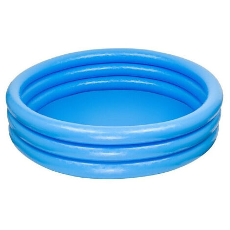 Trade Shop - AUFBLASBARER KINDERPOOL MIT DREI RINGEN KRISTALLBLAU 114X25 CM GARDEN 59416 -