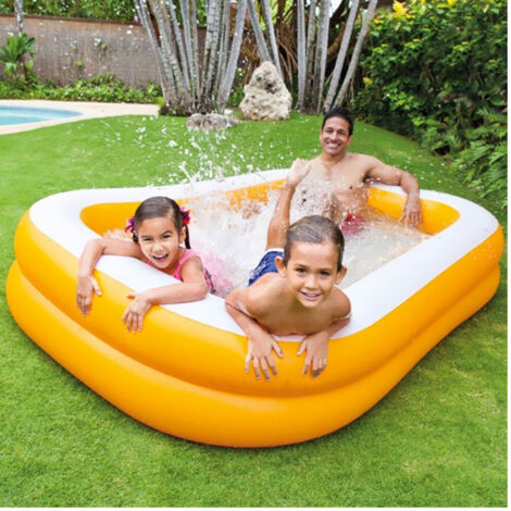 Trade Shop - AUFBLASBARER POOL FAMILY MANDARIN 229 X 147 X 43 CM 2 ORANGE RINGE -