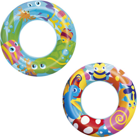 Trade Shop - Aufblasbarer Rettungsring, Designer-Muster, 56 cm, für Kinder, 3 verschiedene Modelle, 36013 -