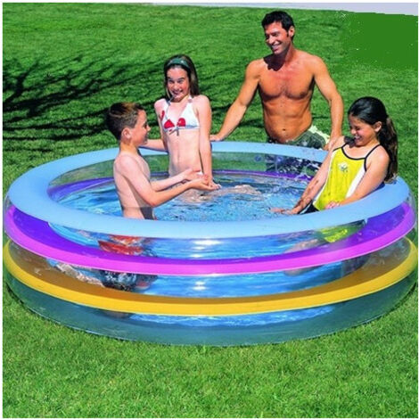 Trade Shop - Aufblasbarer, runder Aufstellpool mit 3 Vinylringen, 196 x 53 cm -