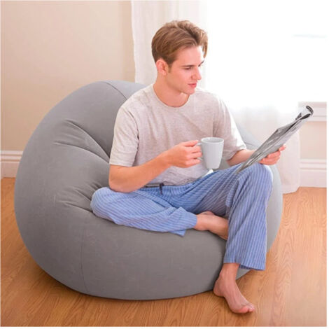 Trade Shop - Aufblasbarer Sitzsessel, 114 x 114 x 71 cm, tragbar, beflockt, sacklos, 68579 -
