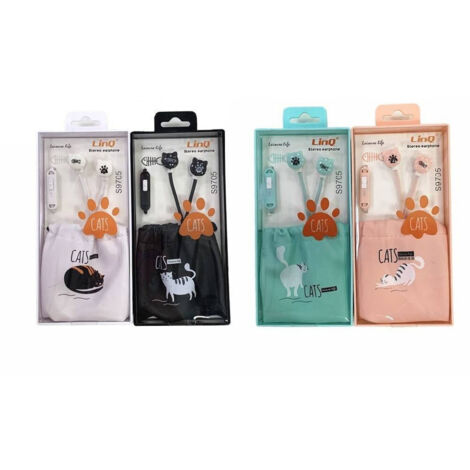 Trade Shop - AURICOLARIEN STEREO MIT MICROFONO JACK 3.5 MM CATS COLORATES -
