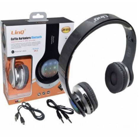 Trade Shop - AURICULAR CUFFIE BLUETOOTH WIRELES MIT READER MICROSD LIGHTS LED JH-812 -