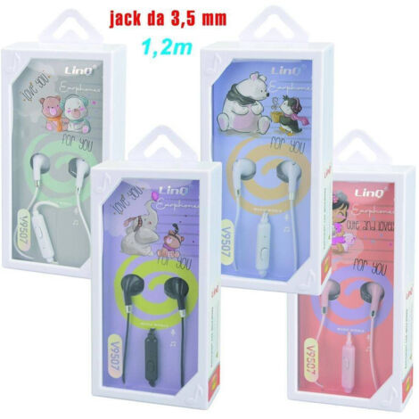 Trade Shop - Auriculares Estéreo Con Micrófono Jack De 3,5 Mm 1.2mt Wire V9507 Varios Colores -