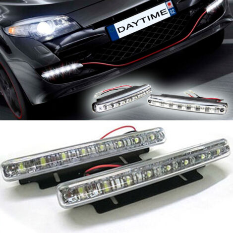Trade Shop - Autolichter, 8 LEDs für Tagfahrlicht, wasserdicht, tageslichttauglich, DC 12 V, Auto-Stoßstange -