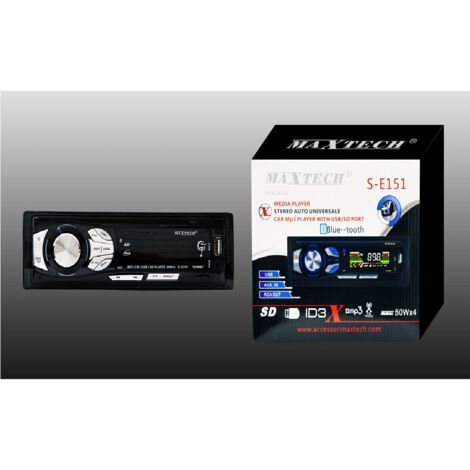 TRADE SHOP - Autoradio Auto Usb Mp3 Aux Stereo Bluetooth Radio Fm Ingresso Sd 50 Watt X 4 -