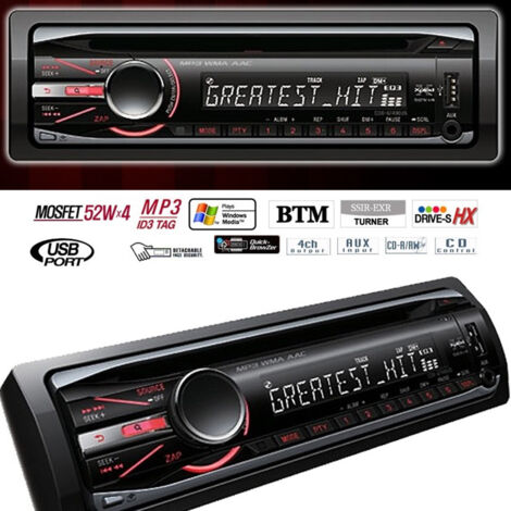 Trade Shop - Autoradio Stereo abnehmbare Frontplatte FM MP3 USB SD CD DVD LCD 52WX4 ID3 TAG HX -