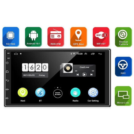 TRADE SHOP - Autoradio Universale 7" Android 10 2gb Ram 32gb Rom Ctc-7801 Bluetooth Wifi Gps -