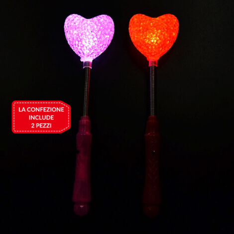 TRADE SHOP - Bacchetta Luminosa Cuore San Valentino Regalo Decorazione Led Gadget Festa 2 Pz -