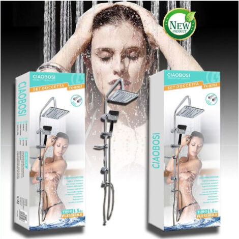 Trade Shop - BADEZIMMER-SET SÄULENDUSCHE CHROM SCHIEBEHAHN DUSCHKOPF TX-8203 -