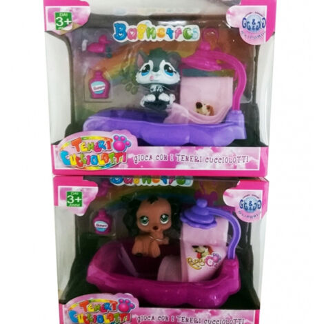 Trade Shop - Bagnetto Teneri Cucciolotti Doccia Vasca Shampoo Asciugamano Cane Gioco Bambini -