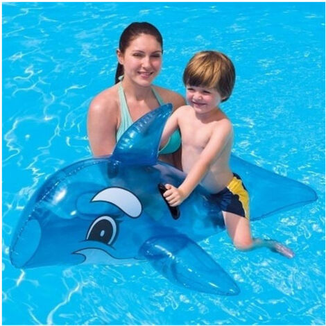 Trade Shop - Balena Gonfiabile Per Bambini Azzurro Trasparente 118 X 72 Cm Con Maniglie -