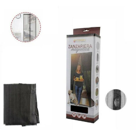 Trade Shop - BALKONTÜR MOSKITONETZ VORHANG MAGNETISCH SCHWARZ 90 X 210 CM -